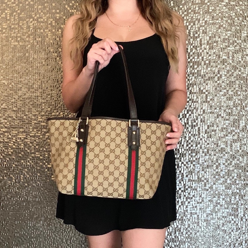 Gucci Beige GG Web Tote Bag